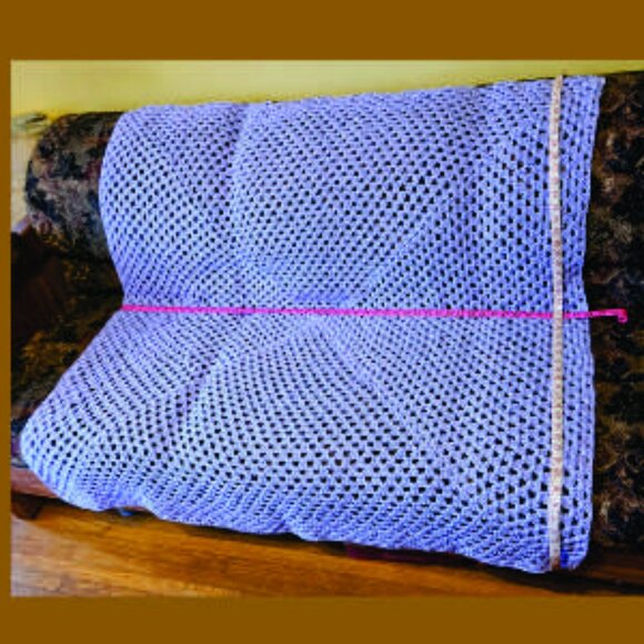 Lilac/mauve crotchet cotton afghan, throw, wrap, cover, blanket, NWOT, handmade - Picture 3 of 6